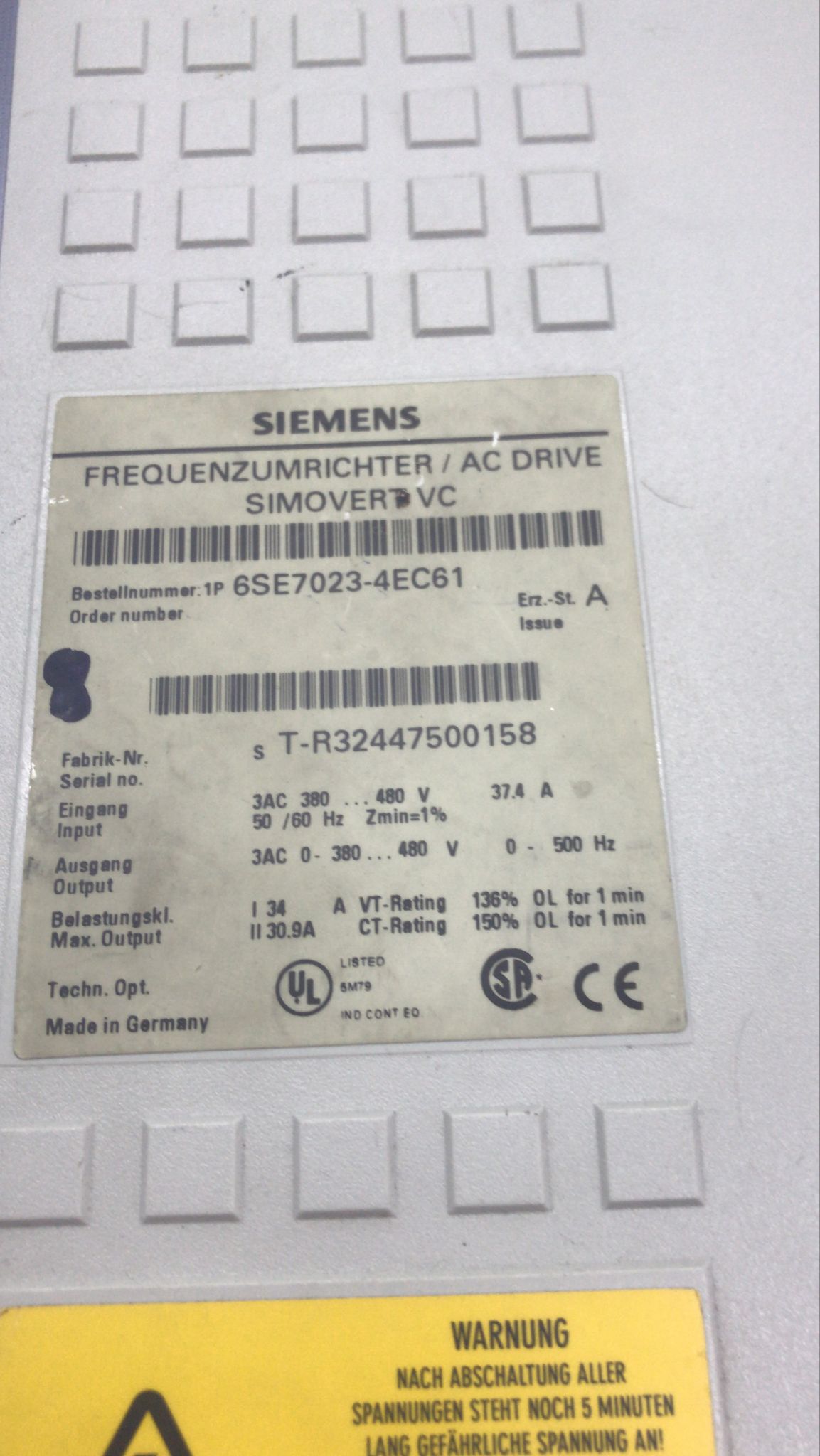 SIEMENS 6SE7023-4EC61 3 SIEMENS 6SE7023-4EC61 - Görsel 3